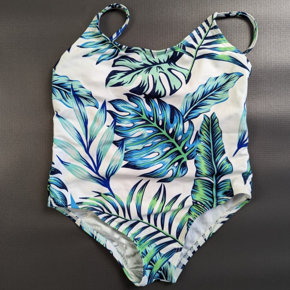 Patpat Tropical Palm Print One Piece Girls Swimsuit sz 3-4Y New